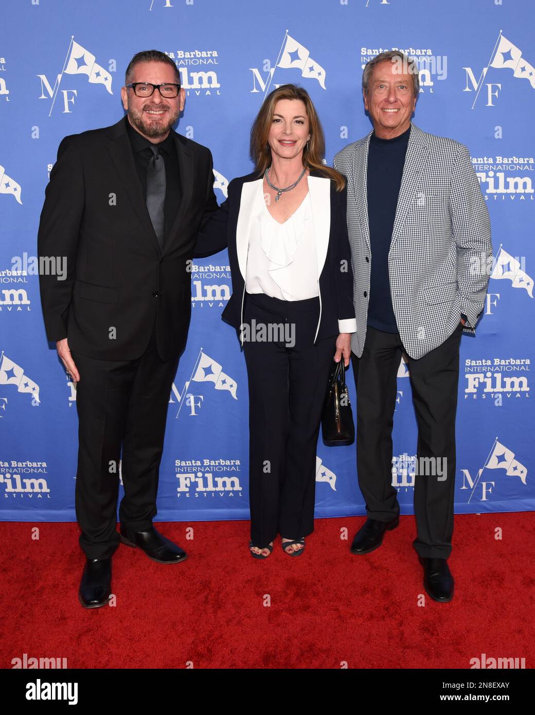 10 febbraio 2023 - Los Angeles, California - (L-R) Barry Morrow, Cynthia Gibb e Randy Schmidt. Premio Outstanding Performer of the Year, 38th° Festival Internazionale del Cinema di Santa Barbara all'Arlington Theatre. (Credit Image: © Billy Bennight/AdMedia via ZUMA Press Wire) SOLO PER USO EDITORIALE! Non per USO commerciale! Foto Stock