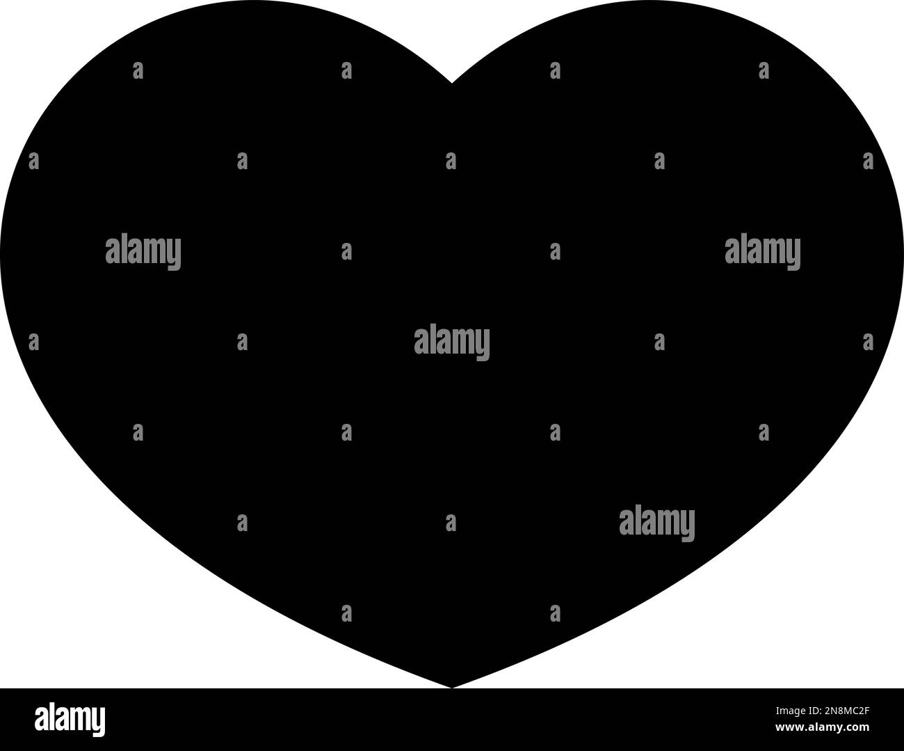 Icona cuore. Simbolo dell'amore e San Valentino. Semplice forma vettoriale nera piatta. Illustrazione Vettoriale