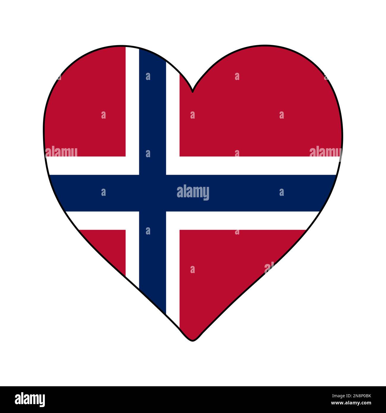 Norvegia Heart Shape Flag. Amate la Norvegia. Visita la Norvegia. Nord Europa. Europa. Unione europea. Disegno grafico dell'illustrazione vettoriale. Illustrazione Vettoriale