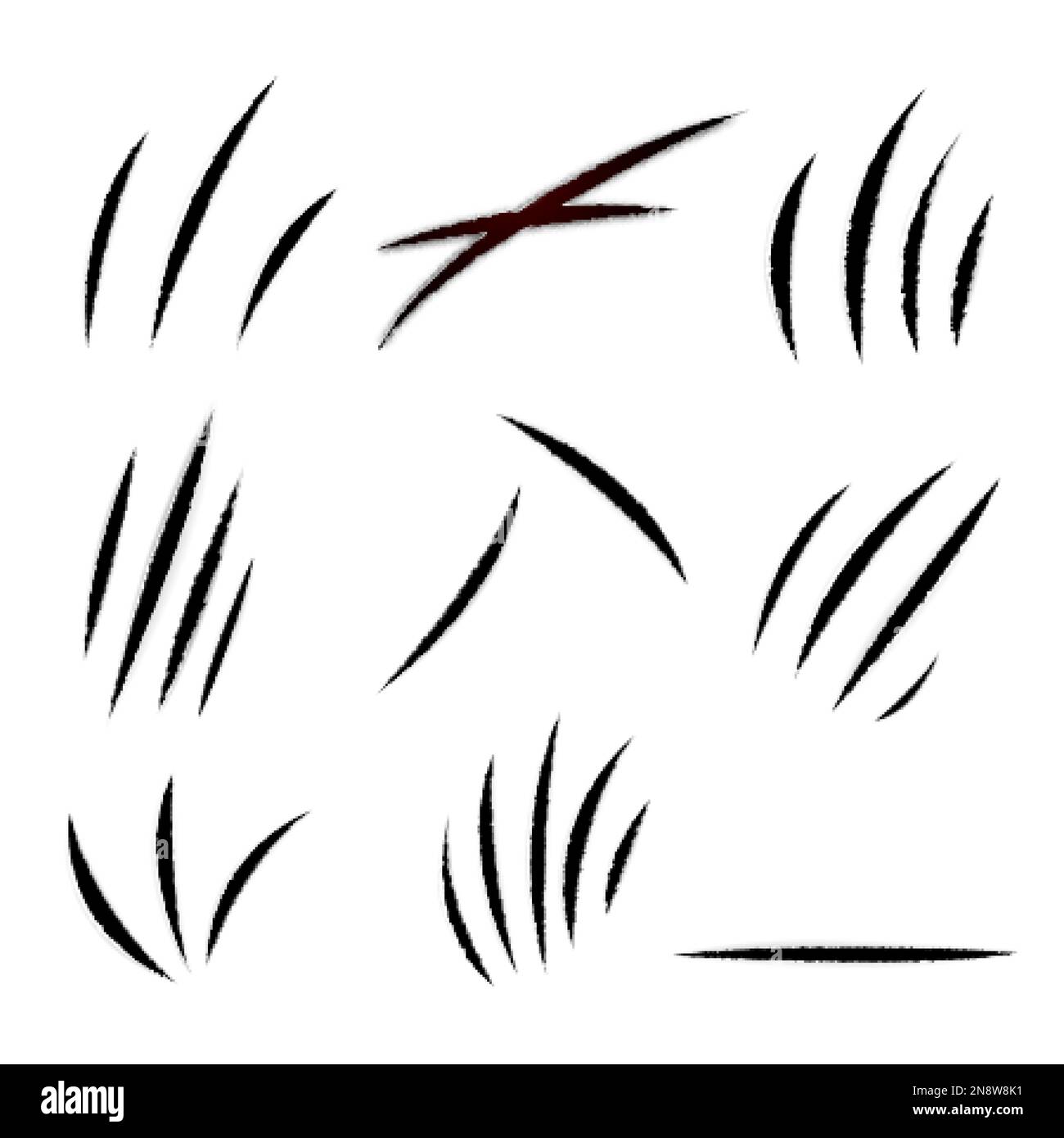 Graffiature nere texture su sfondo bianco realistiche Imposta illustrazione vettoriale isolata Illustrazione Vettoriale