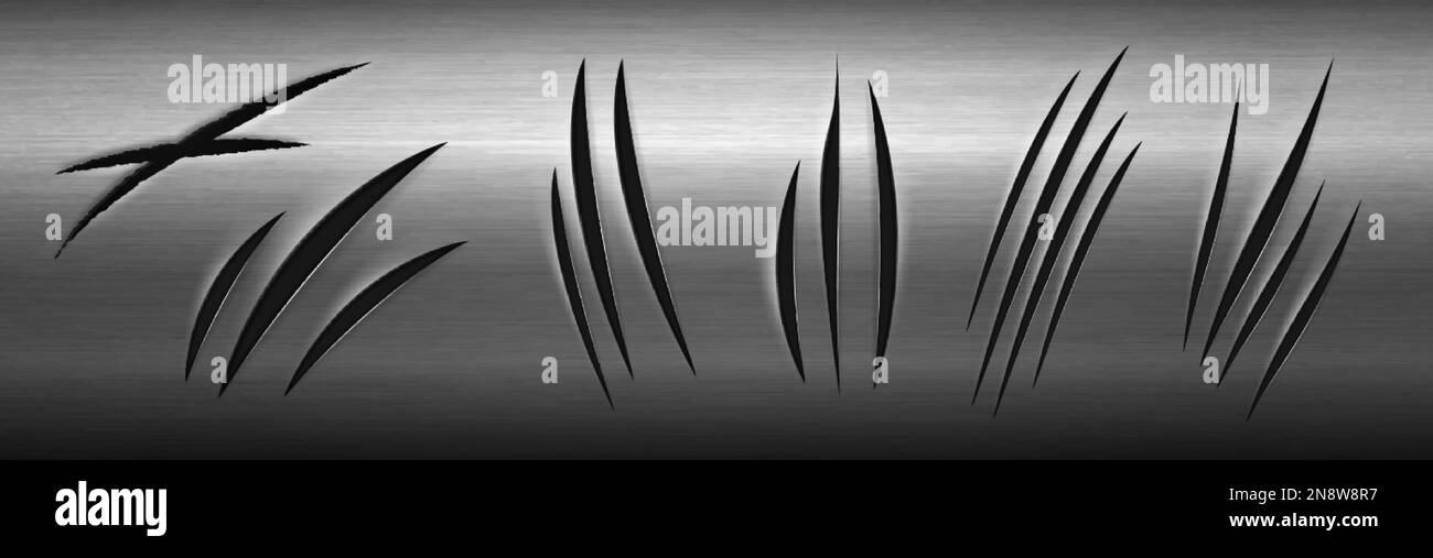 Graffi texture su superficie metallica immagine vettoriale realistica Illustrazione Vettoriale