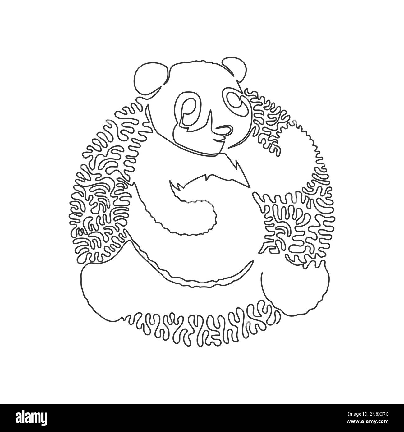 Singolo uno riccio disegno linea di carino panda orso astratto arte Disegno a linea continua disegno vettoriale illustrazione di omnivore panda per icona Illustrazione Vettoriale