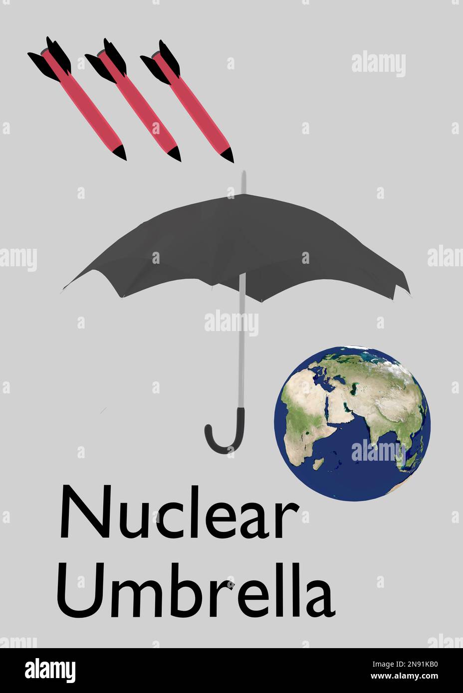 3D illustrazione di un ombrello, che protegge simbolicamente la terra da  tre missili nucleari. Elementi di questa immagine forniti dalla NASA Foto  stock - Alamy