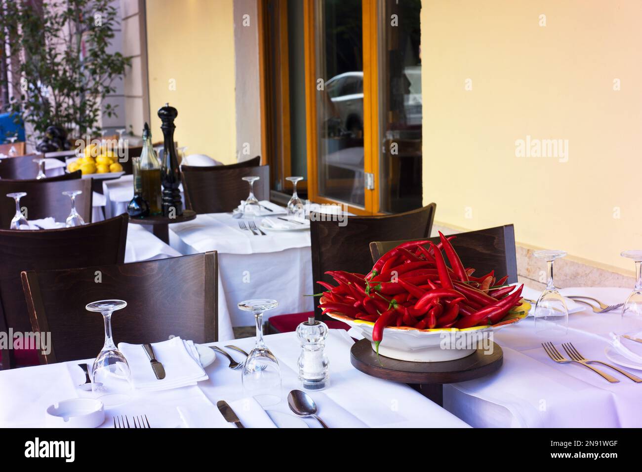 Cena all'aperto a Berlino. Foto Stock