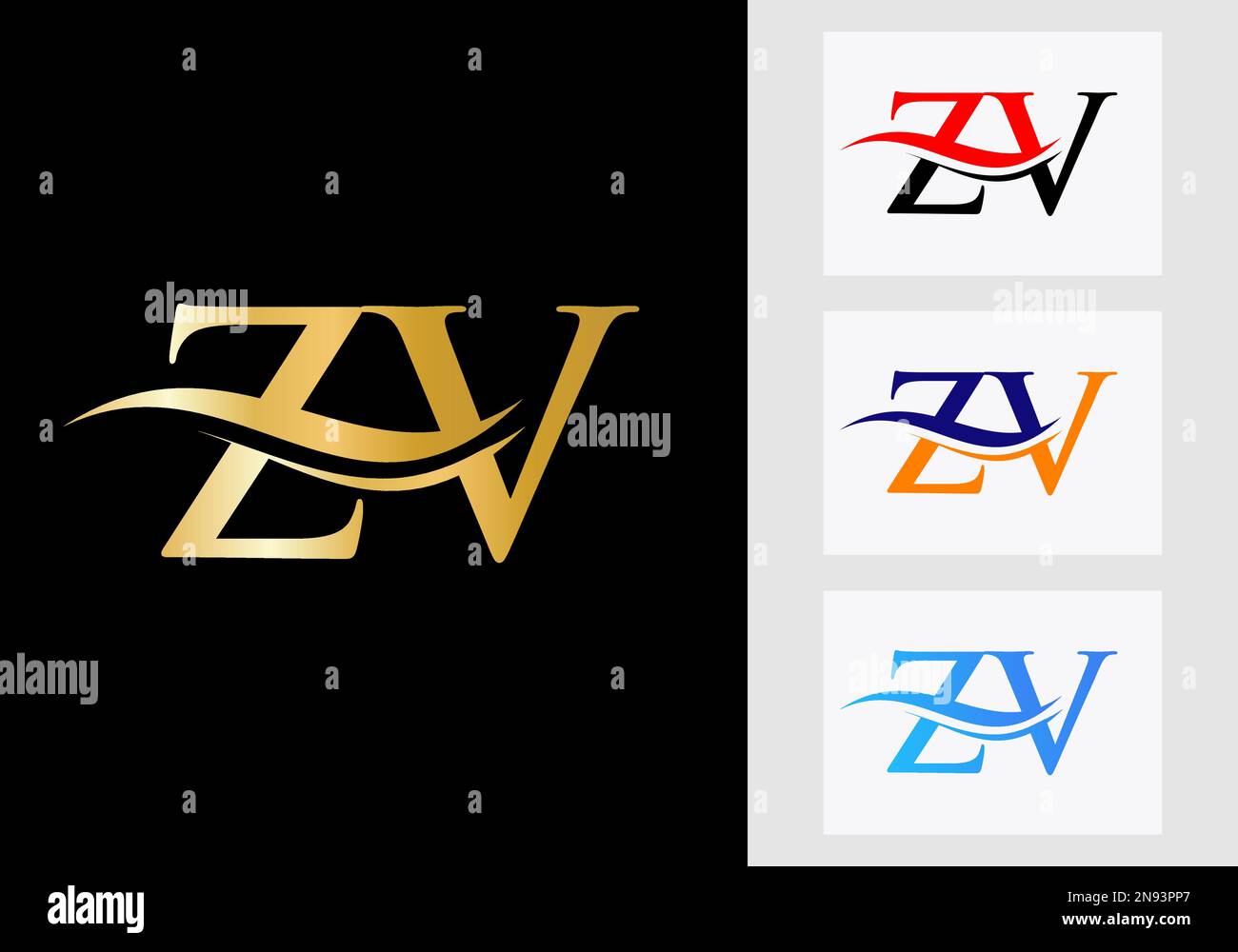 Lettera monogramma iniziale ZV Logo Design. Modello logotipo ZV Illustrazione Vettoriale