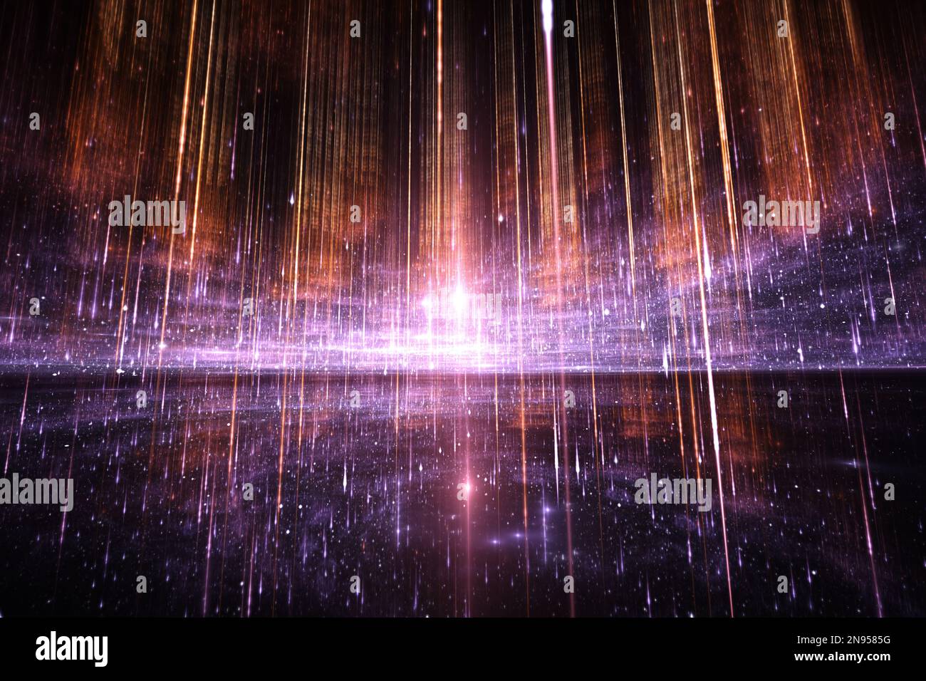 Campo quantico dinamico. Meccanica quantistica. illustrazione 3d Foto Stock