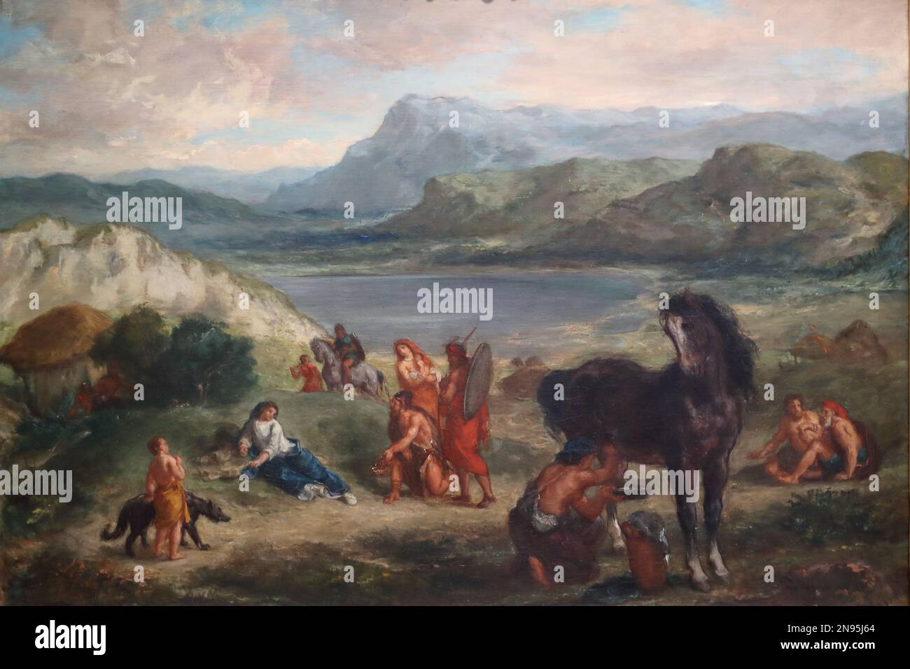Ovid tra gli Scitiani del pittore romantico francese Eugene Delacroix alla National Gallery, Londra, Regno Unito Foto Stock
