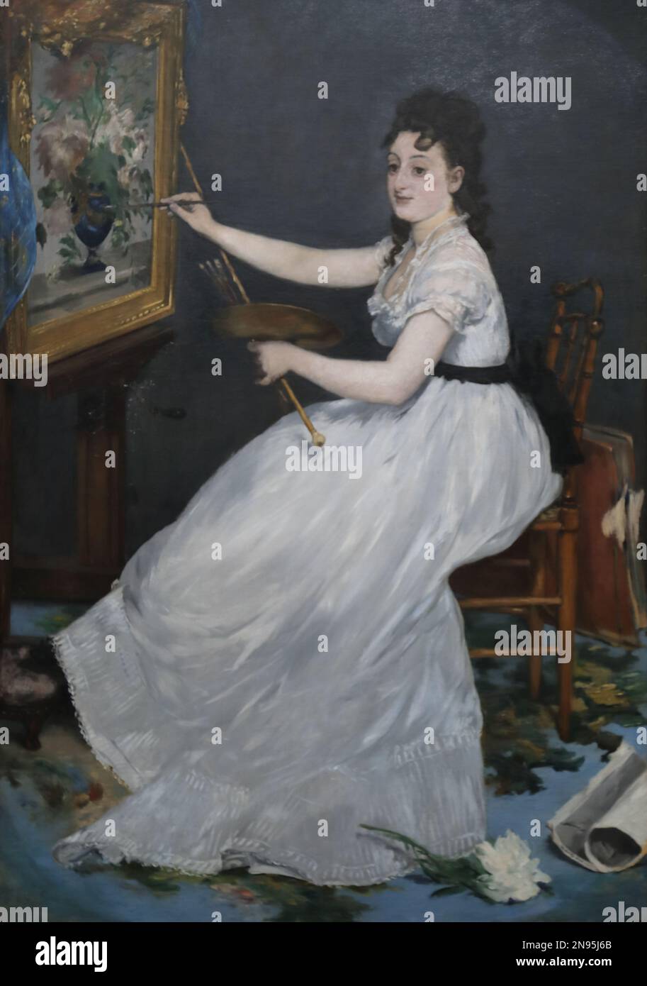 EVA Gonzales del pittore impressionista francese Edouard Manet alla National Gallery, Londra, Regno Unito Foto Stock