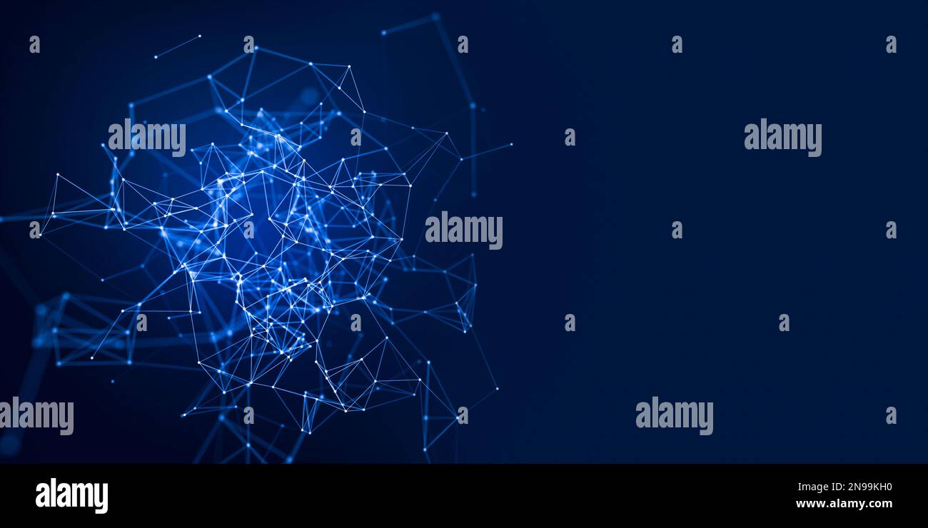 Astratto sfondo geometrico blu con celle triangolari per il design, sfondo tecnologico delle connessioni. Concetto metaverse. Foto Stock