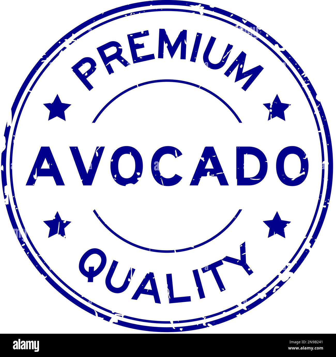 Grunge blu di alta qualità avocado parola sigillo rotondo in gomma timbro su sfondo bianco Illustrazione Vettoriale