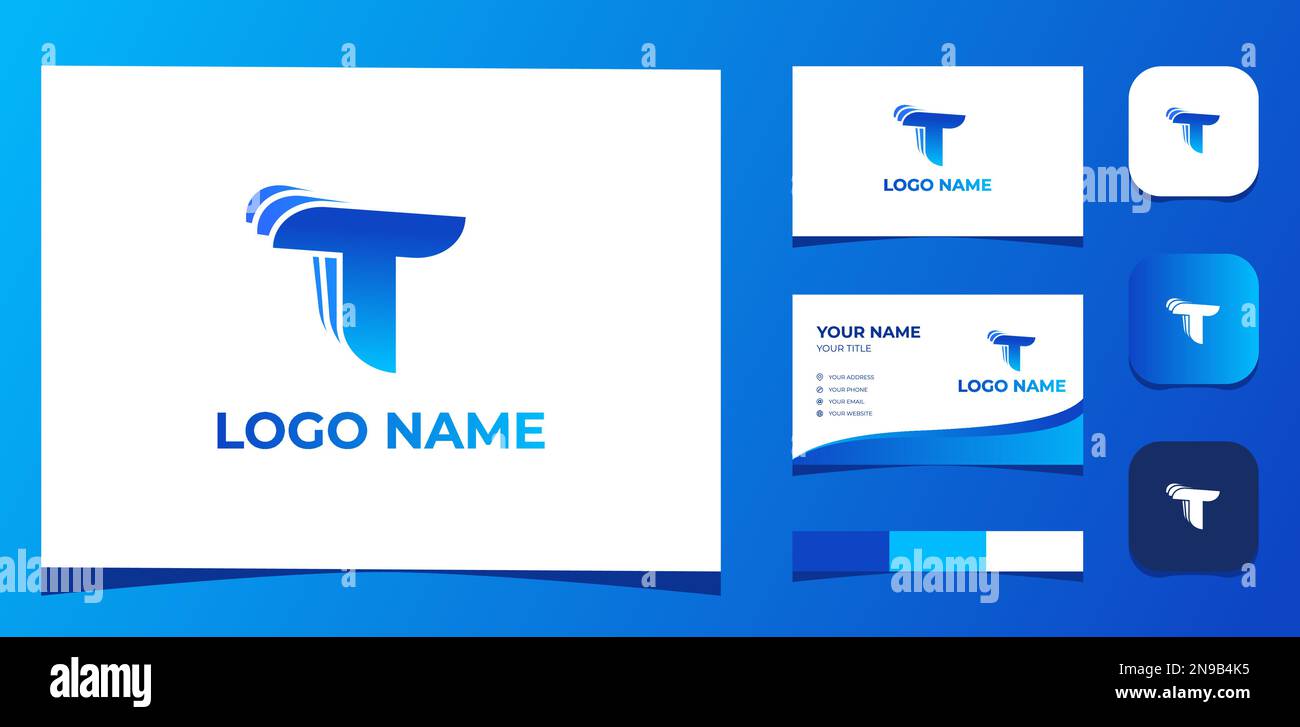 Logo T paper, logo di design creativo per azienda tecnologica. Significato del modello o della carta con T.. Illustrazione Vettoriale