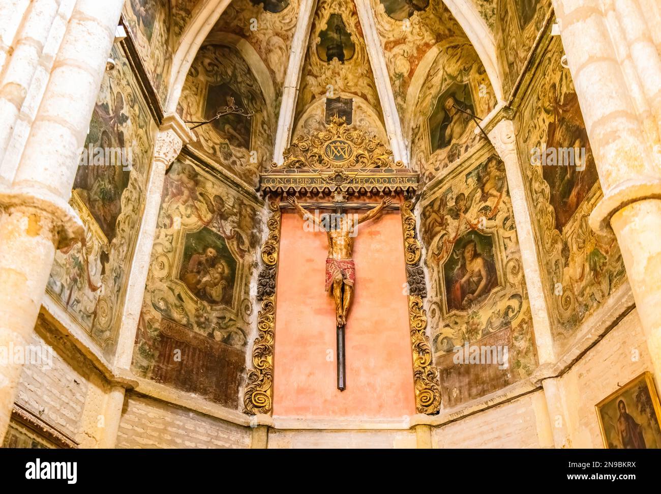 Immagine di Cristo del Socorro (Cristo di Aiuto) all'interno della parrocchia di Santa Ana, nel quartiere di Triana a Siviglia, Foto Stock