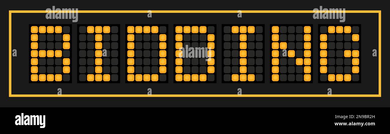 Banner a LED di colore arancione in parola su sfondo nero Illustrazione Vettoriale