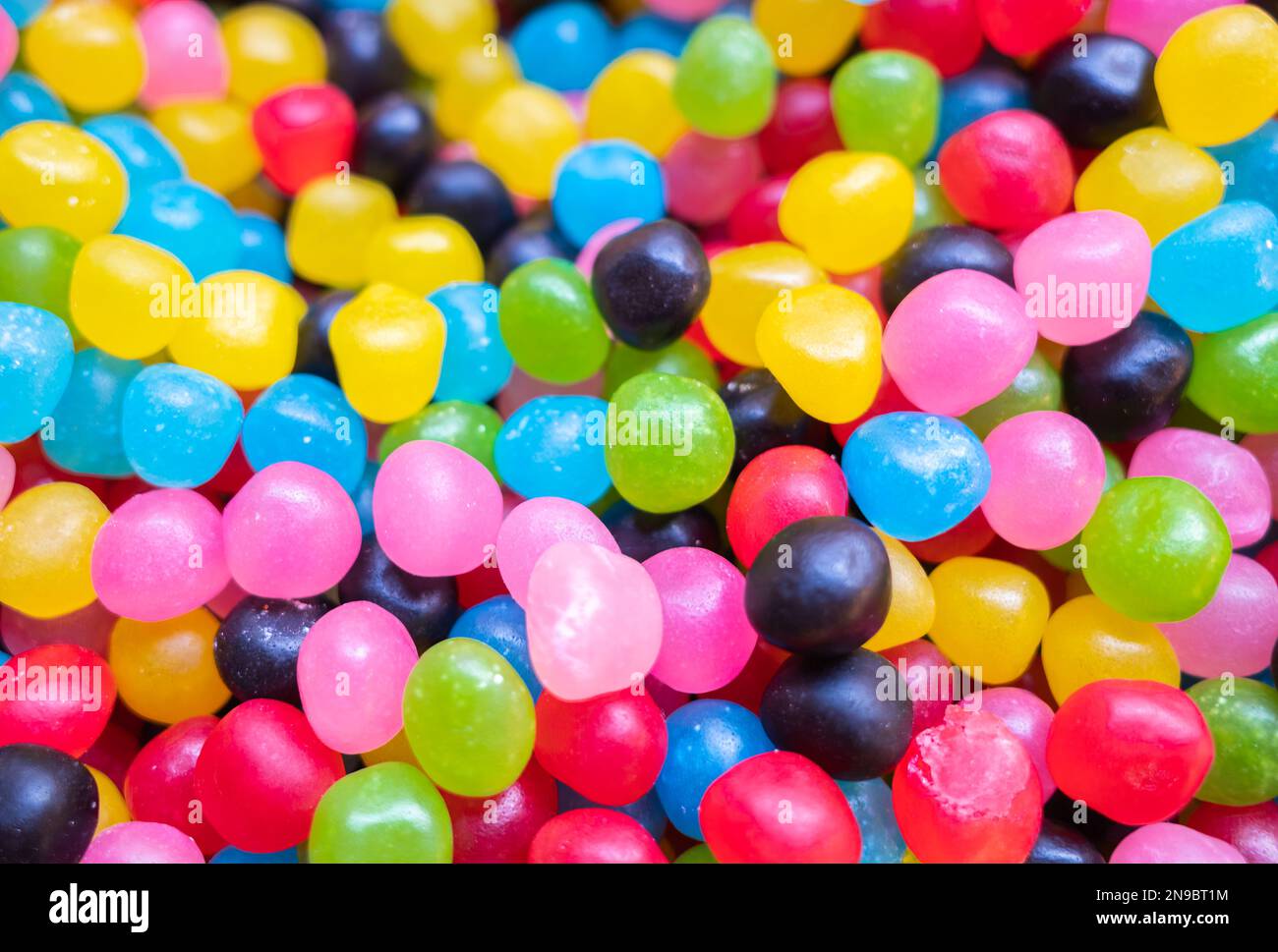 Immagine di sfondo in caramelle di gelatina e dolci Foto Stock