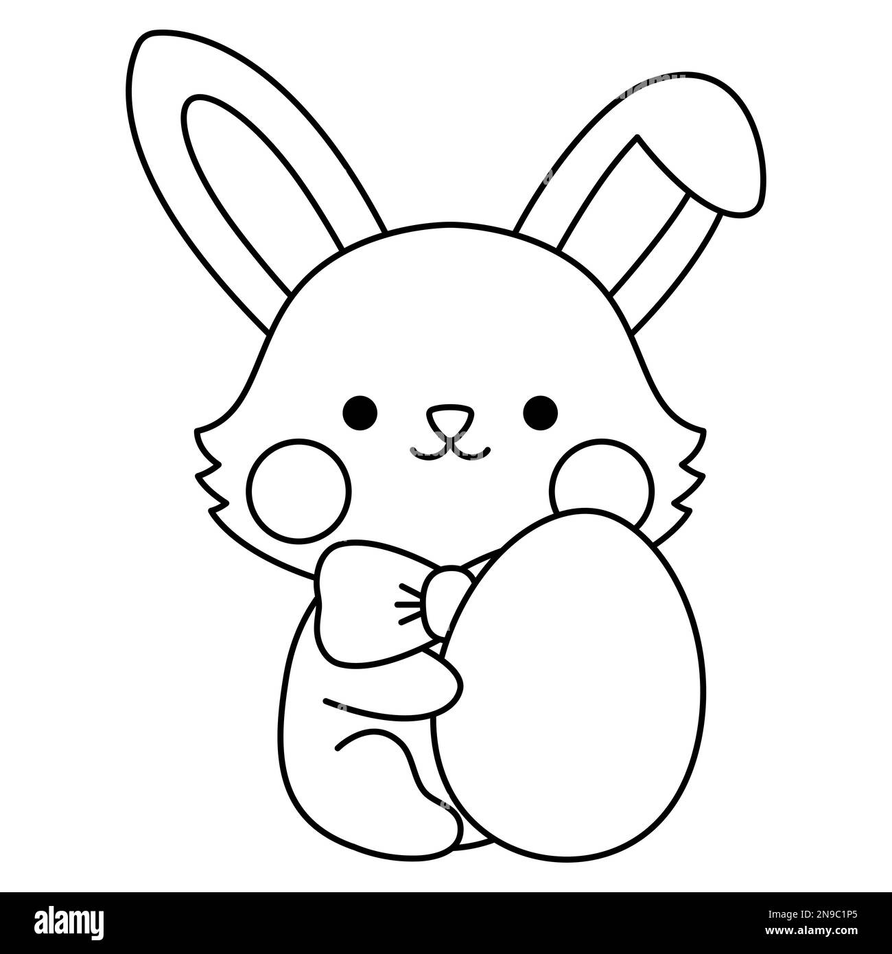 Icona Vector coniglietto pasquale bianco e nero per bambini. Carino kawaii linea coniglio illustrazione o pagina da colorare. Divertente personaggio della lepre dei cartoni animati. Tradizionale sp Immagine e Vettoriale - Alamy