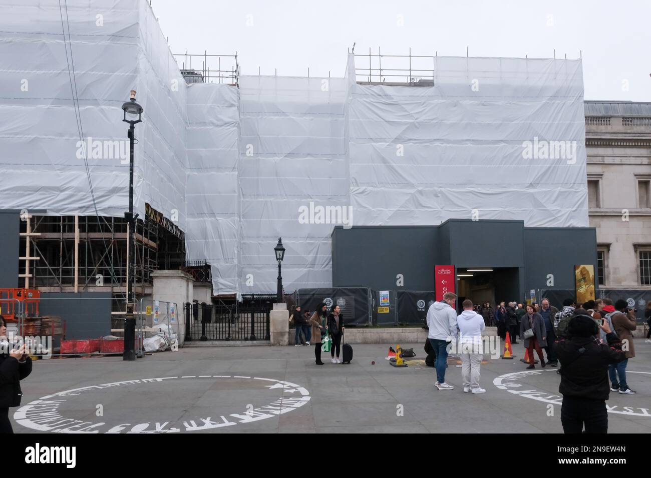Trafalgar Square, Londra, Regno Unito. 12th Feb 2023. La Galleria Nazionale è in fase di ristrutturazione. Credit: Matthew Chattle/Alamy Live News Foto Stock