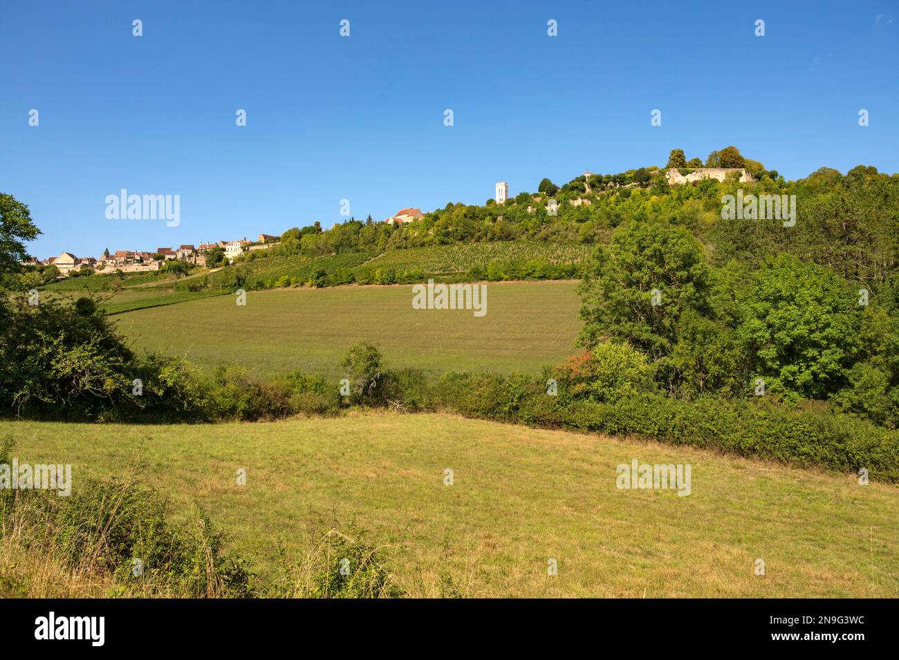 Il villaggio di Vézelay nel dipartimento Yonne, con la chiesa riconosciuta come patrimonio mondiale, Francia Foto Stock