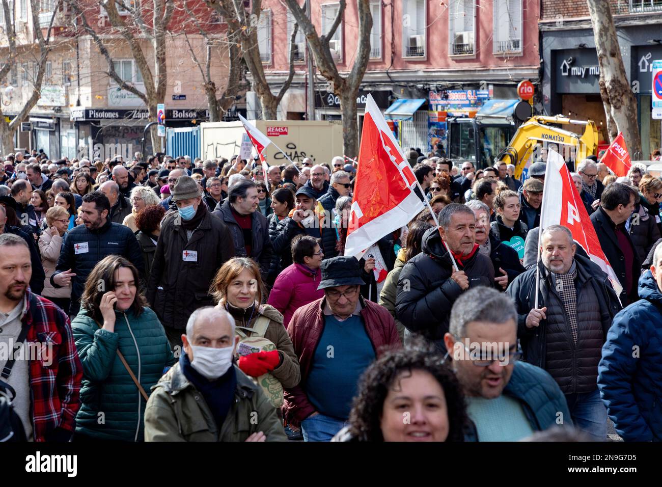 Manifestazione. Salute. Manifestazione per le strade della città di Madrid a favore della salute pubblica. In Spagna. Infermieri. Medici. MADRID SPAGNA Foto Stock