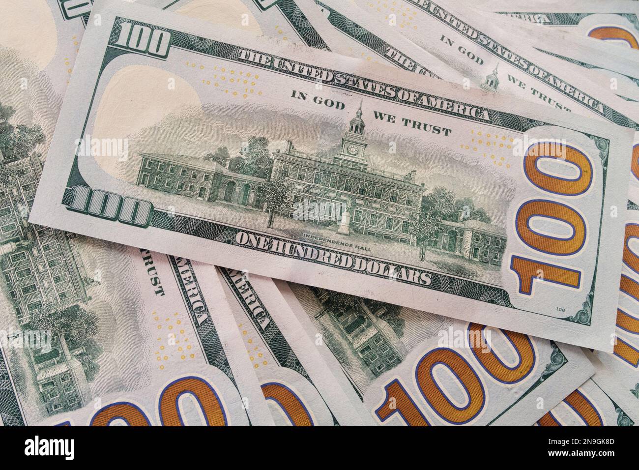 Benjamin Franklin è comparso sulla nota bancaria della riserva federale $100 Bill, 2023, Stati Uniti d'America Foto Stock