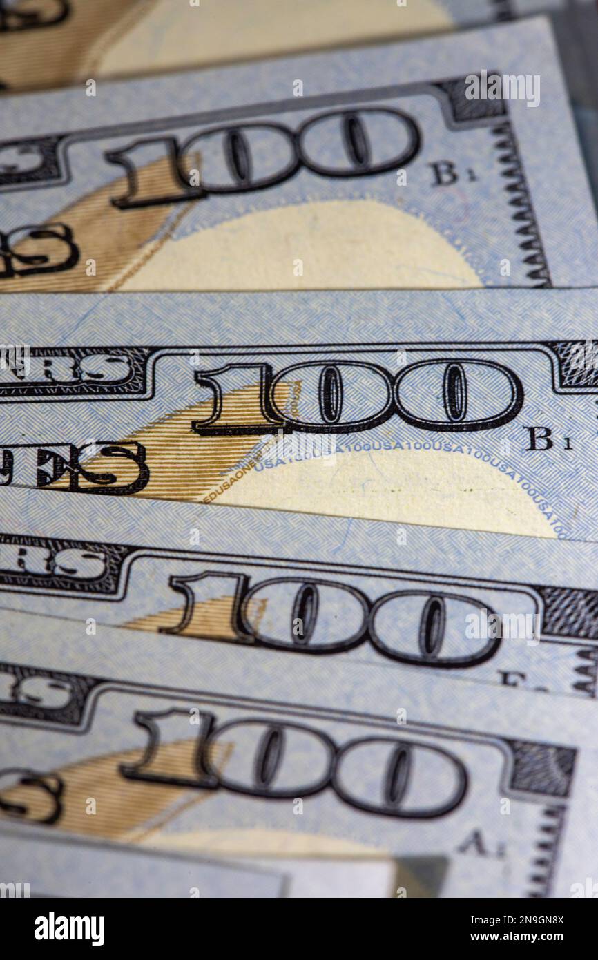 Benjamin Franklin è comparso sulla nota bancaria della riserva federale $100 Bill, 2023, Stati Uniti d'America Foto Stock