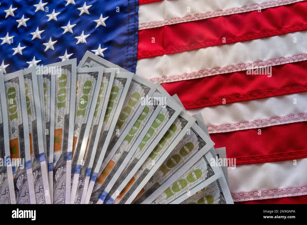 Benjamin Franklin è comparso sulla nota bancaria della riserva federale $100 Bill, 2023, Stati Uniti d'America Foto Stock
