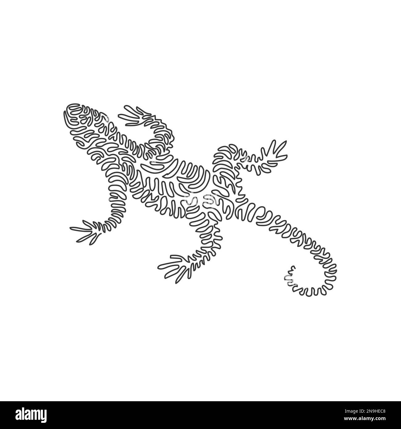 Singolo disegno a una linea di arte astratta esotica lucertola Disegno a linea continua disegno grafico disegno vettoriale di lucertola skinned per icona Illustrazione Vettoriale