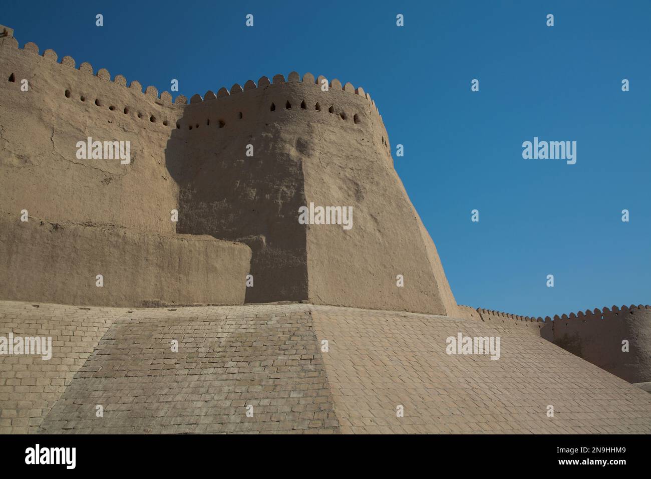 Fortezza Muro, Ichon Qala, Khiva, Uzbekistan Foto Stock