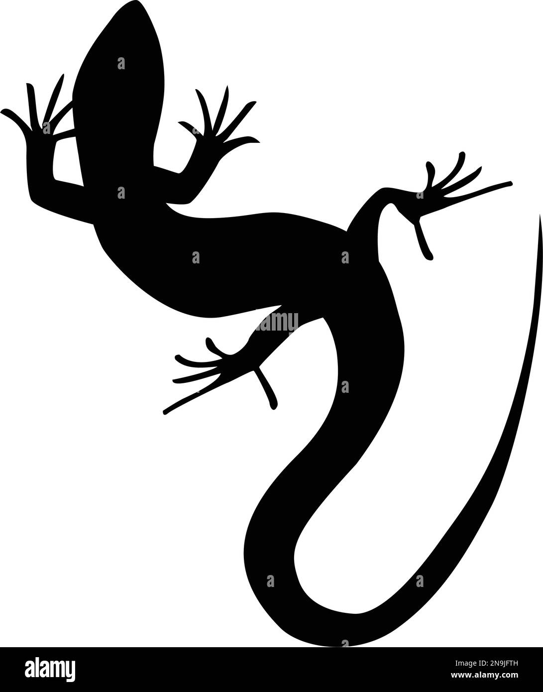 Bella lucertola monocromatica, silhouette lucertola. Vettore Illustrazione Vettoriale