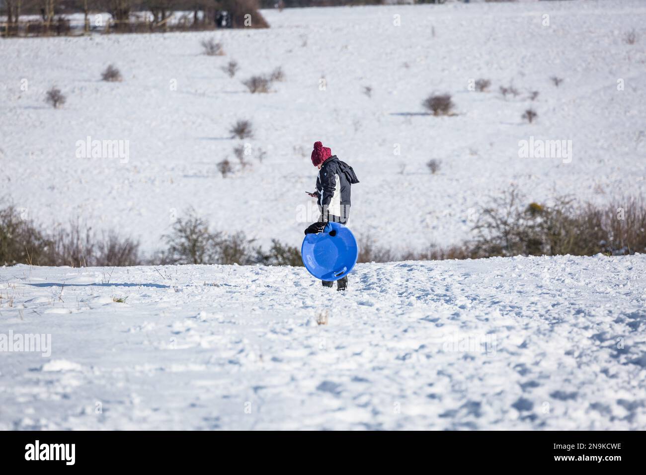 Basingstoke comune coperto di neve, 2019 febbraio dopo la Bestia dall'Est nevicata Foto Stock