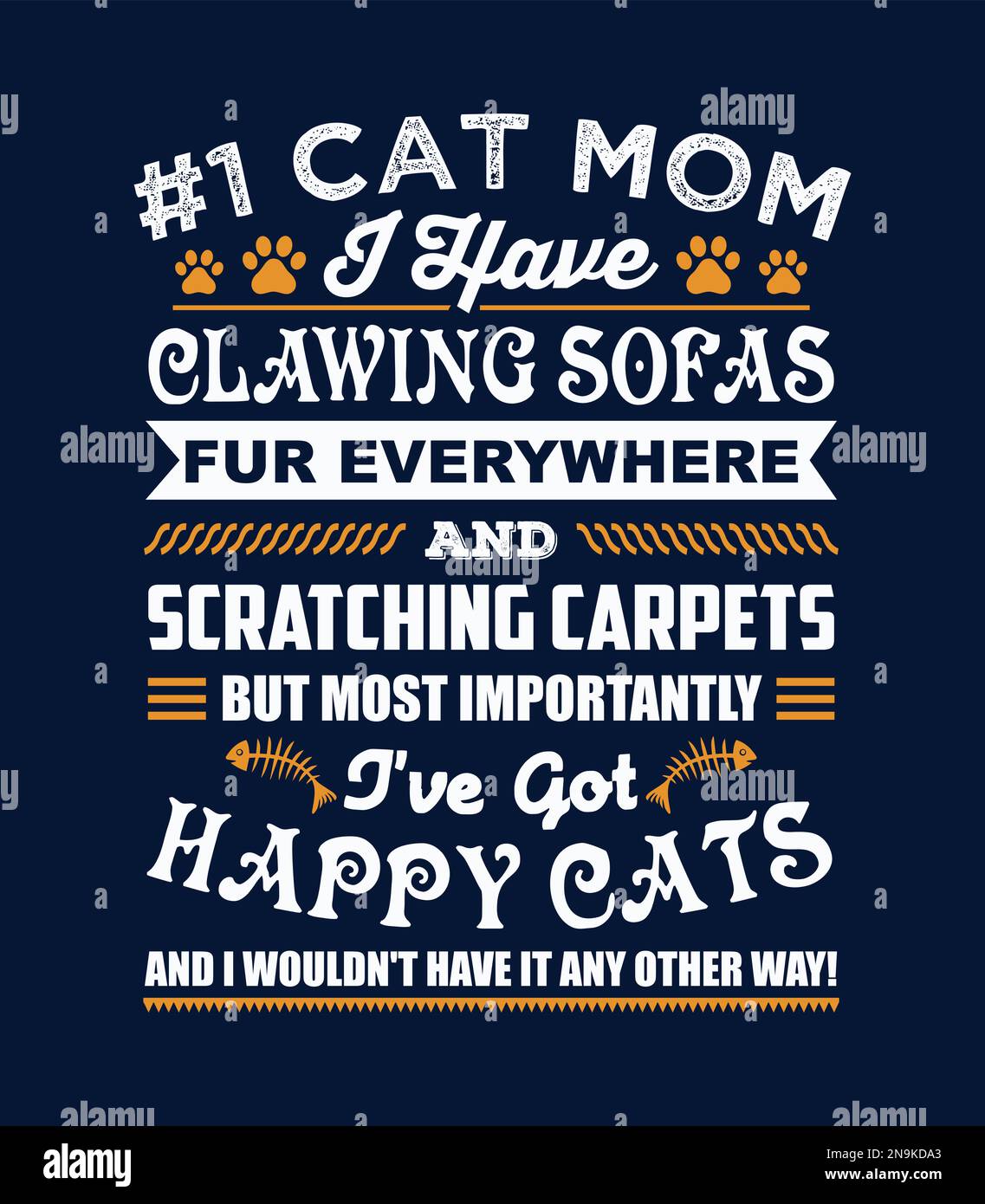 Poster per mamma gatto, design della t-shirt. Design tipografico Cat Lover. Illustrazione Vettoriale