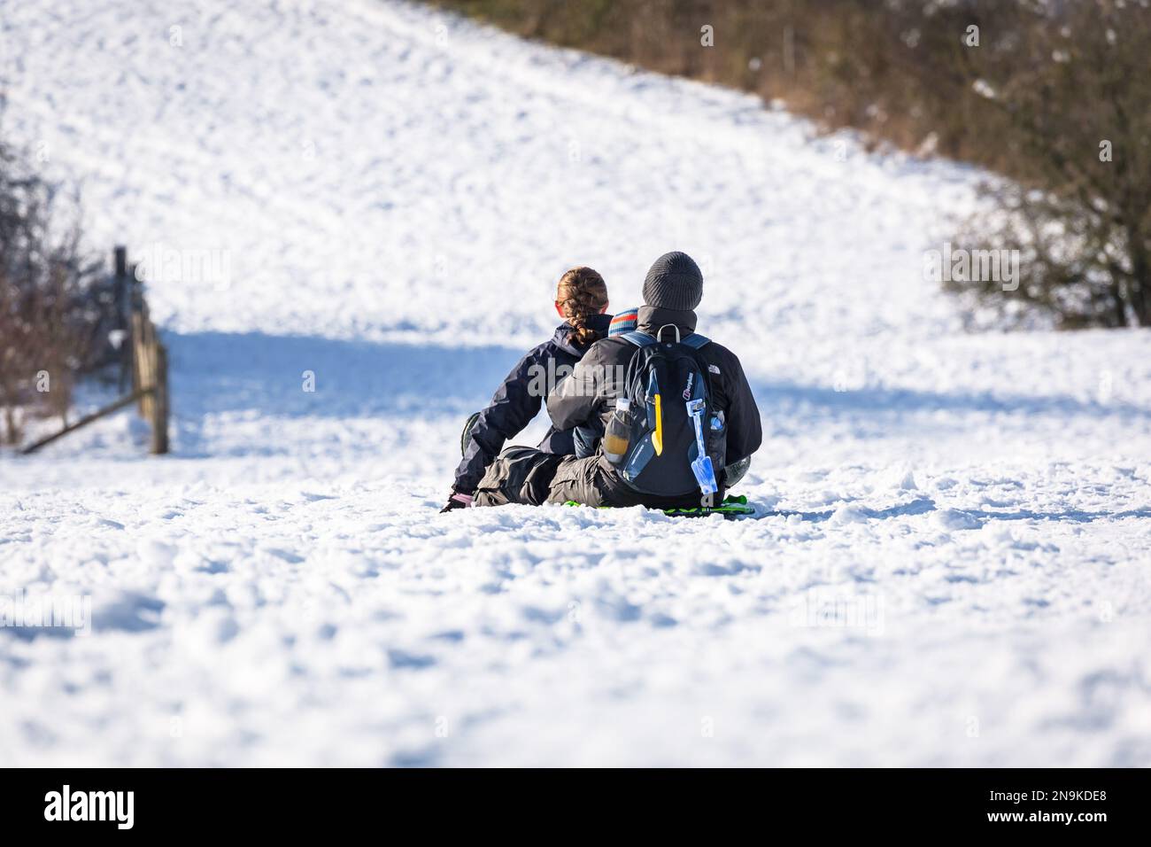 Basingstoke comune coperto di neve, 2019 febbraio dopo la Bestia dall'Est nevicata Foto Stock