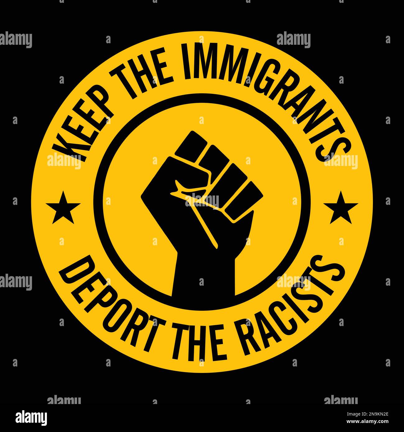 Tenere gli immigrati deportare i razzisti. Illustrazione Vettoriale