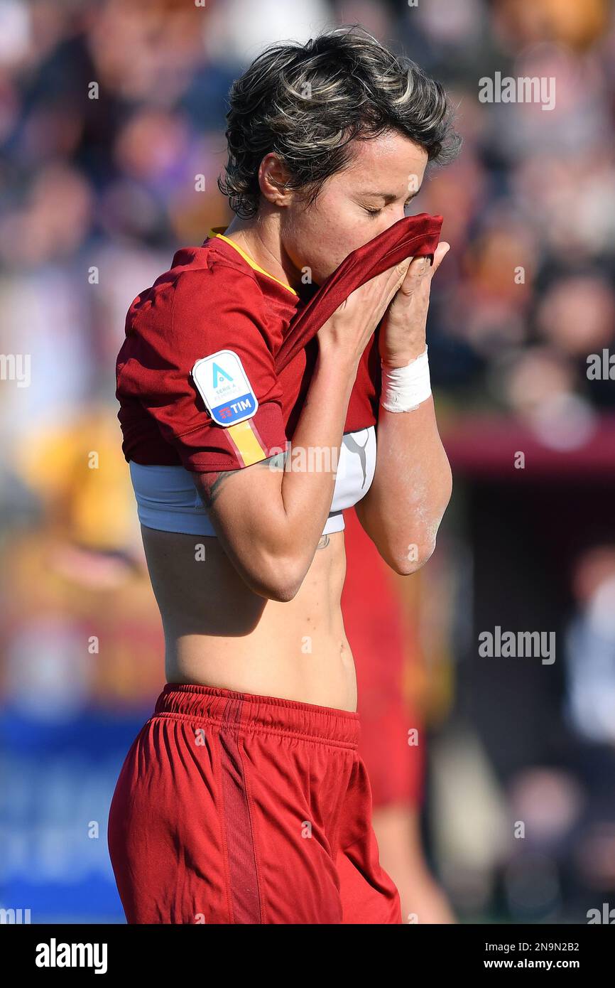Roma, Italia , 11st febbraio, 2023 nella foto da sinistra a destra, Valentina Giacinti di AS Roma Durante il campionato femminile di calcio Serie a Match Roma contro Inter Credit: Massimo Insabato/Alamy Live News Foto Stock