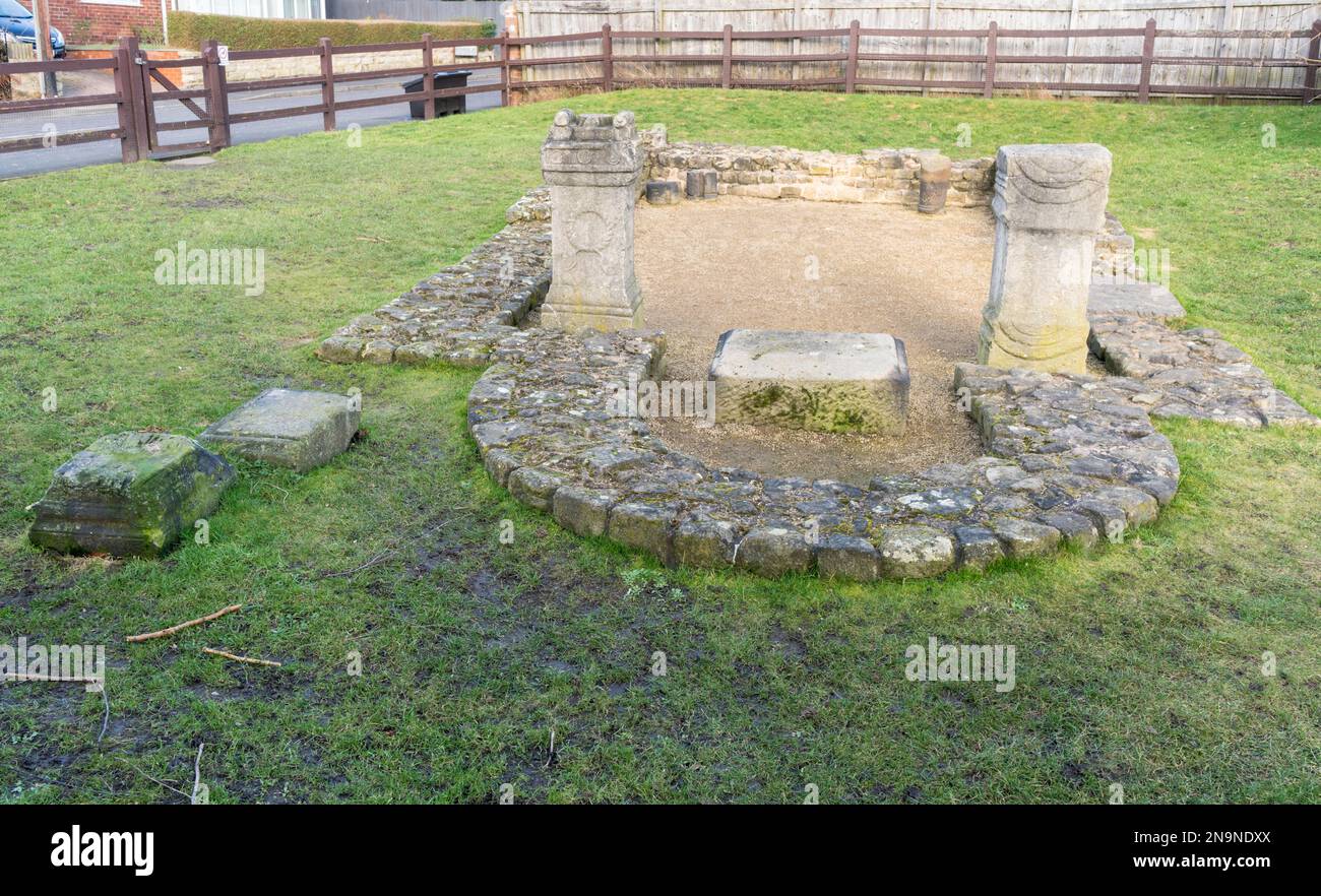 Benwell Roman Temple, il tempio di Antenociticus a Newcastle upon Tyne, Inghilterra, Regno Unito Foto Stock