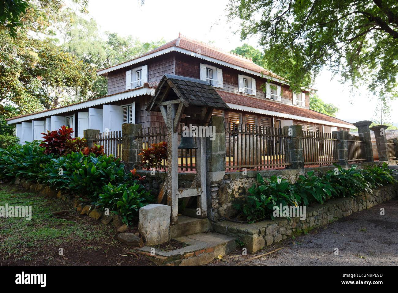 Th Caraibi stile coloniale casa Martinica isola, Antille francesi. Foto Stock