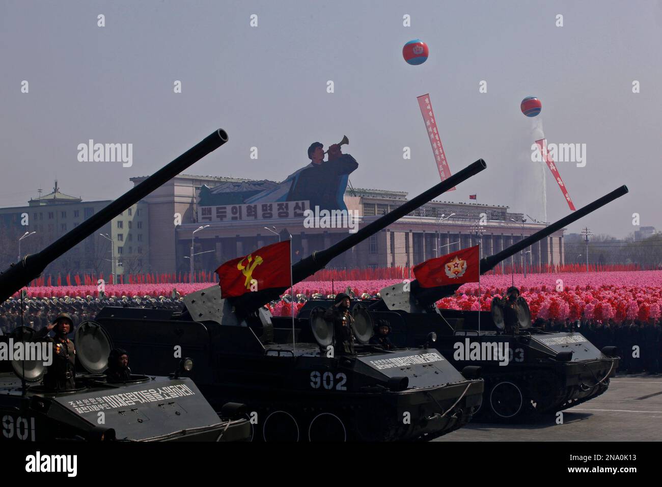Pyongyang Vehicles North Korea military vehicles attend a mass military parade in ...