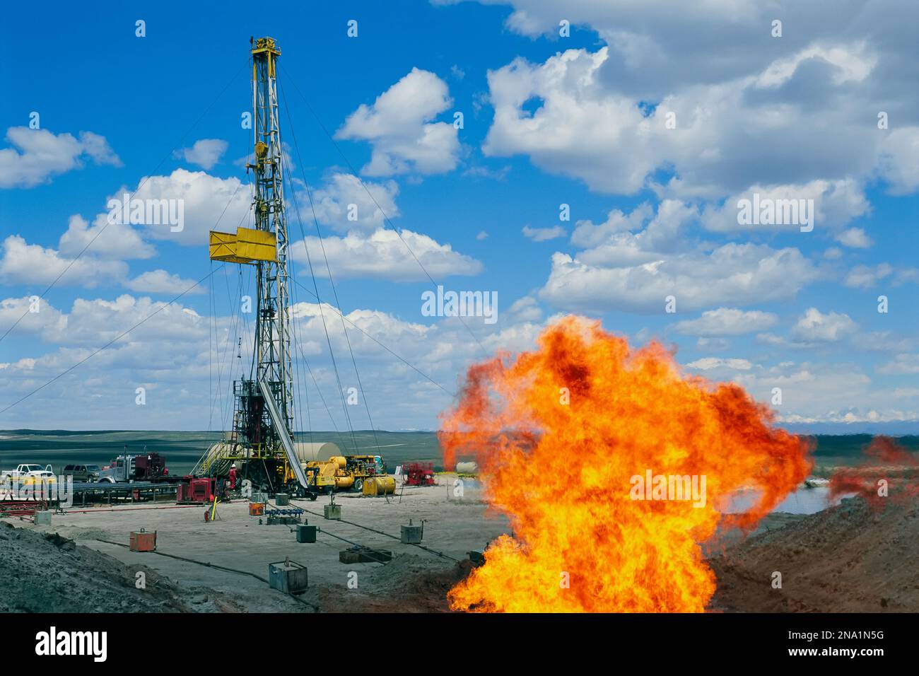 Emissione di gas nel Jonah Field; Pinedale, Wyoming, Stati Uniti d'America Foto Stock