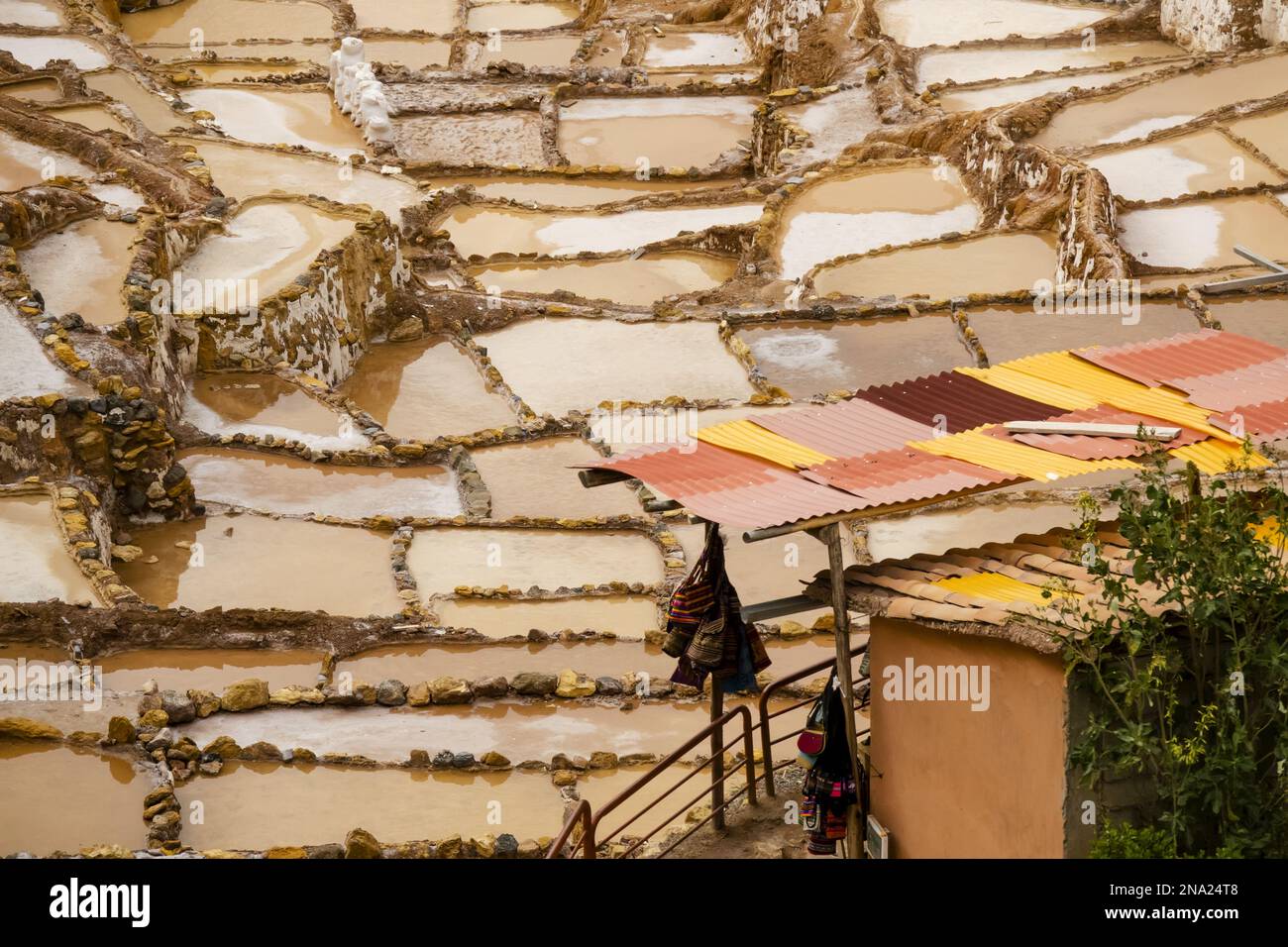 Salineras de Maras, Maras Saline, Valle Sacra, Perù, Sud America Foto Stock
