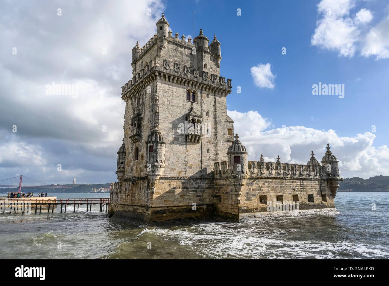 Torre di Belem; Lisbona, Regione di Lisboa, Portogallo Foto Stock
