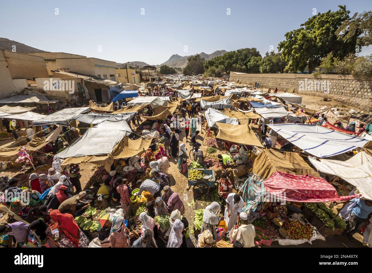 Mercato all'aperto; Keren, regione di Anseba, Eritrea Foto Stock