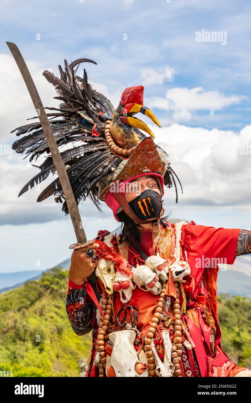 Tribù Minahasan del Monte Mahawu; Sulawesi settentrionale, Indonesia Foto Stock