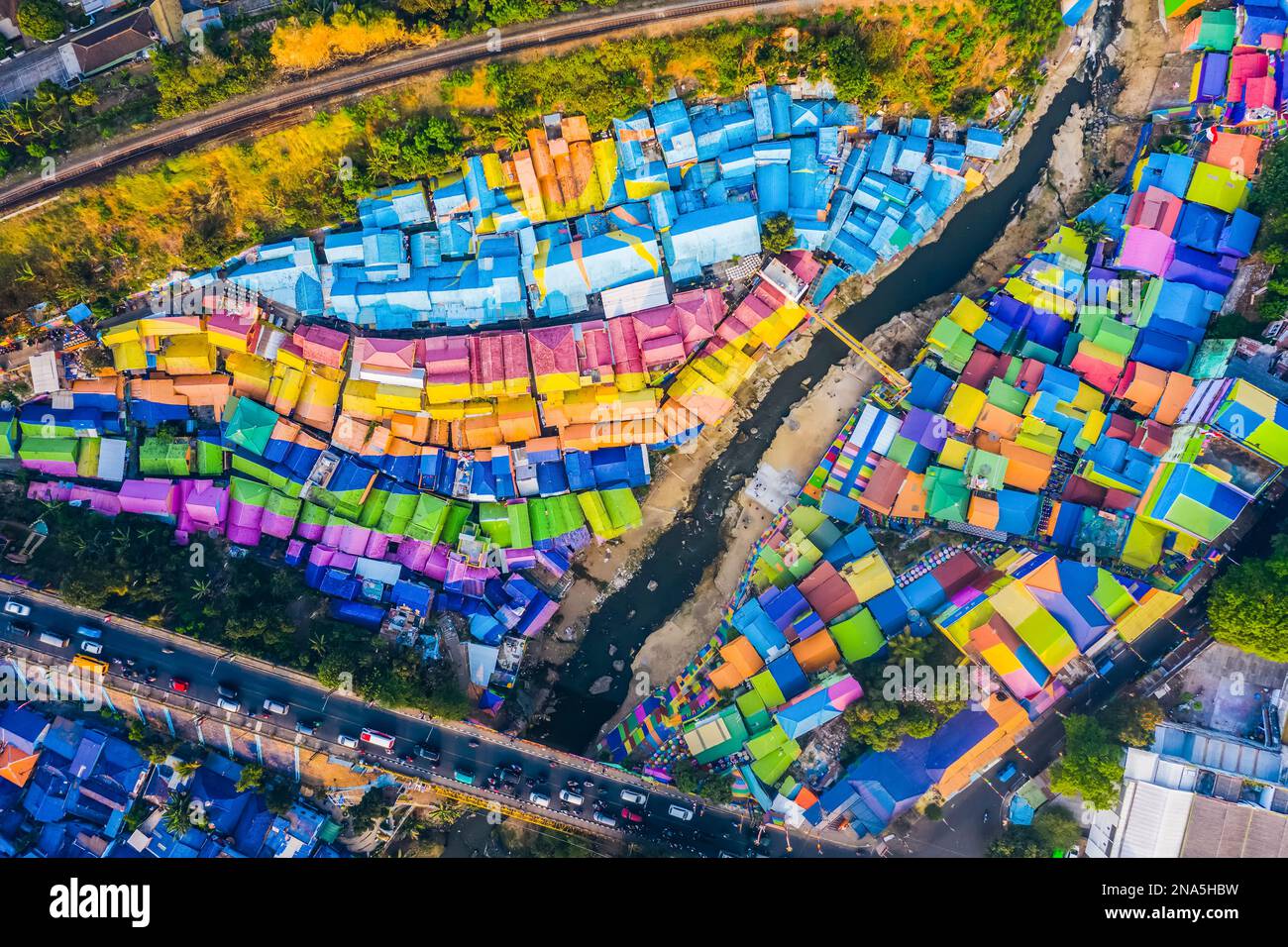 Villaggio colorato, Kampung Tridi; Malang, Giava Orientale, Indonesia Foto Stock