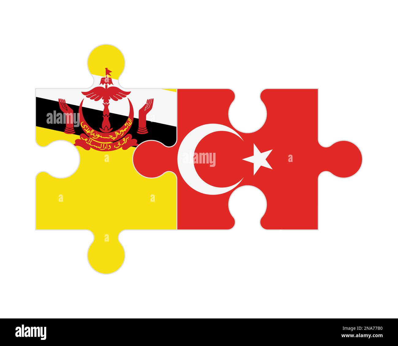 Puzzle connesso di bandiere di Brunei e Turchia, vettore Illustrazione Vettoriale