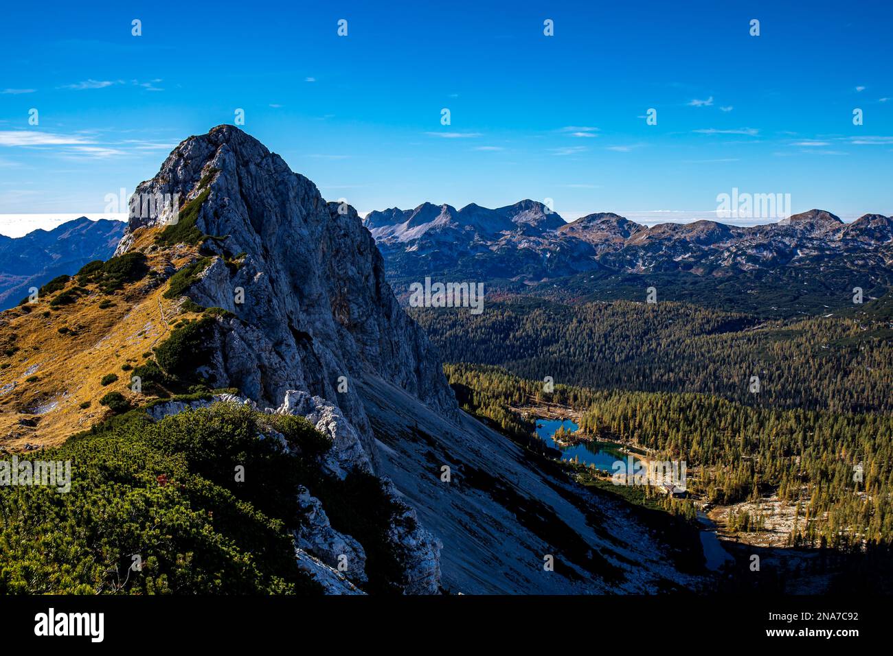Valle dei sette laghi del Triglav nelle alpi Giulie, Slovenia Foto Stock