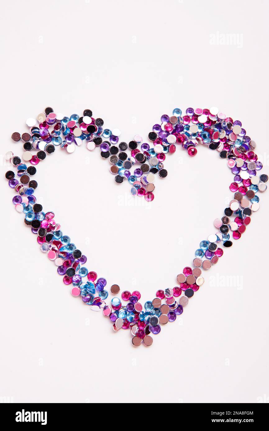 Rhinestone moda sfondo. Forma del cuore Foto Stock