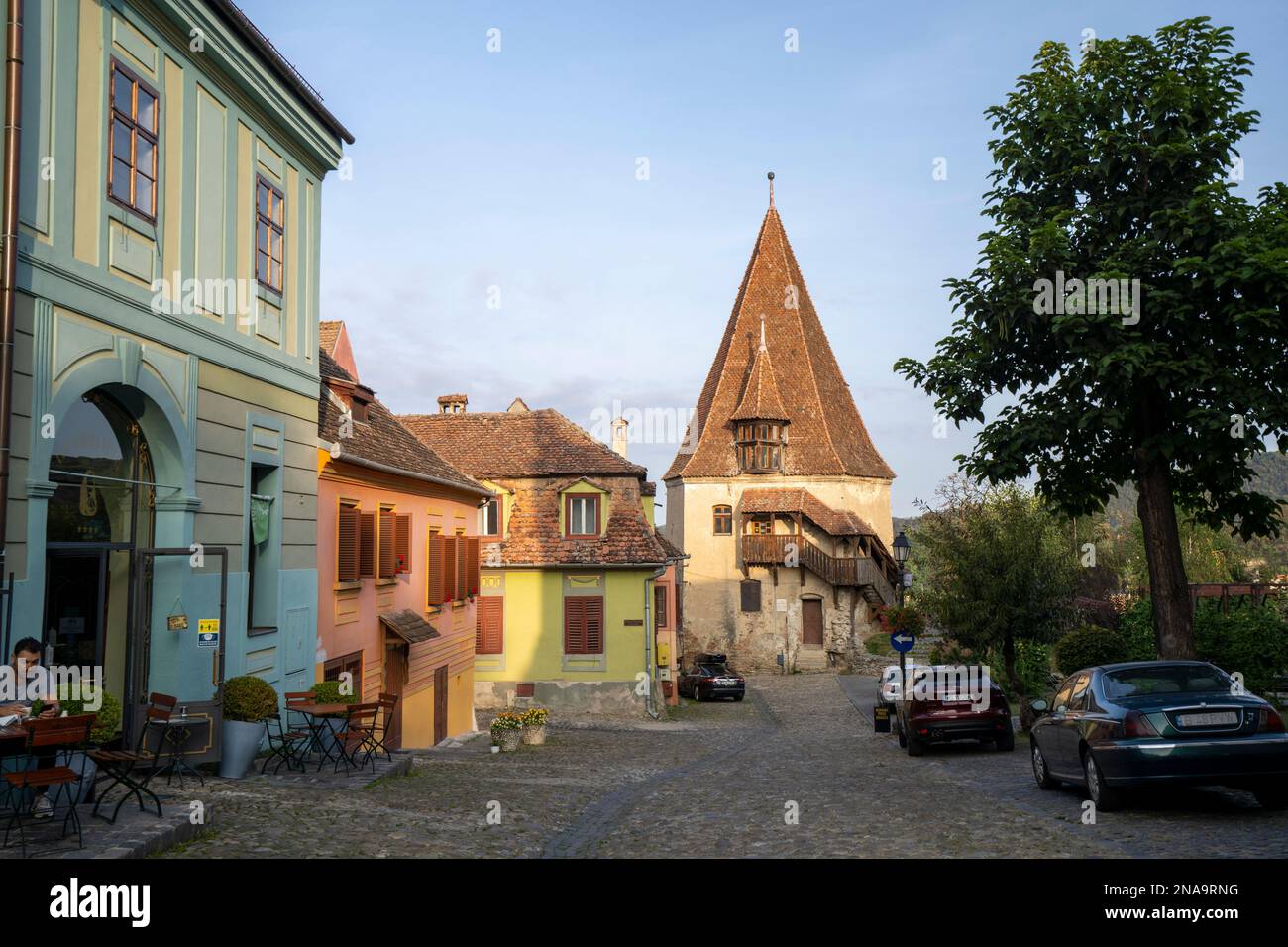 Tetto apribile nella Cittadella del centro storico di Sighisoara, Transilvania, Romania; Sighisoara, Transilvania, Romania Foto Stock