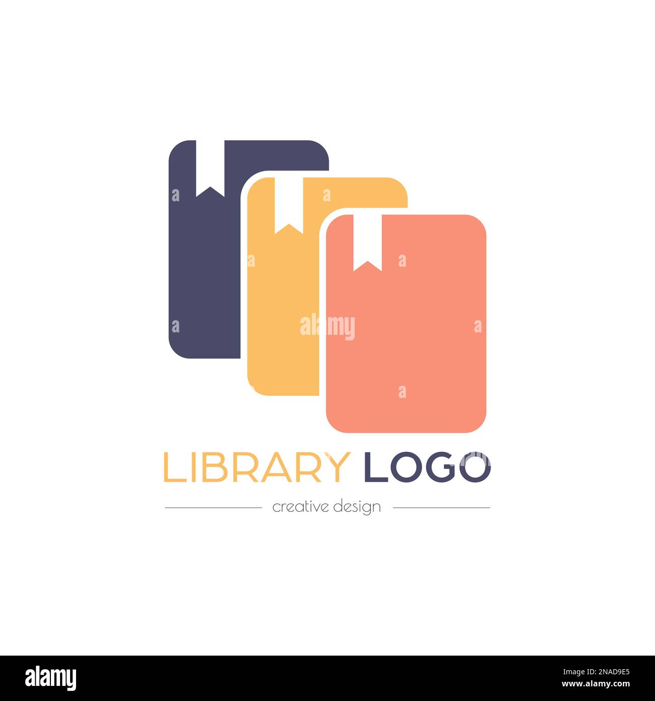 Icona del libro, logo didattico, icona della biblioteca. Stile piatto. Illustrazione Vettoriale