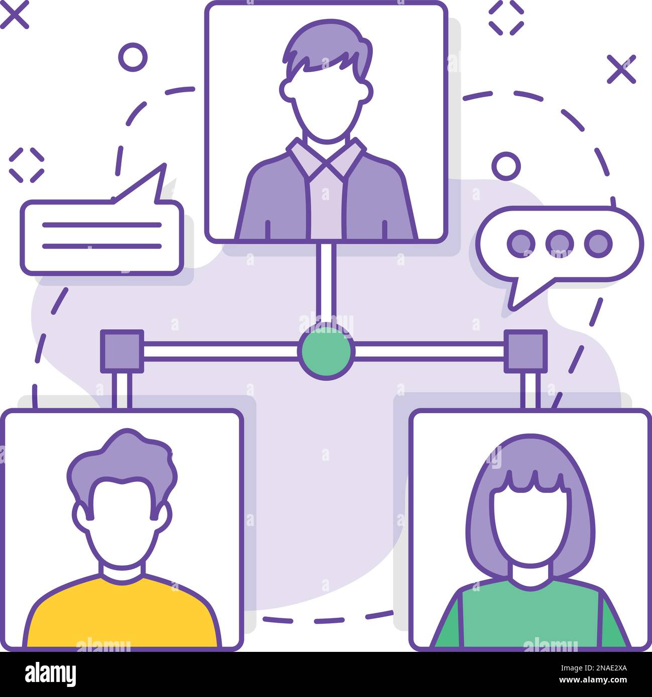 Tech People Conference Vector design, business Corporation Partnership congiunte Gestione vendite e marketing concetto di gestione remota del team Illustrazione Vettoriale