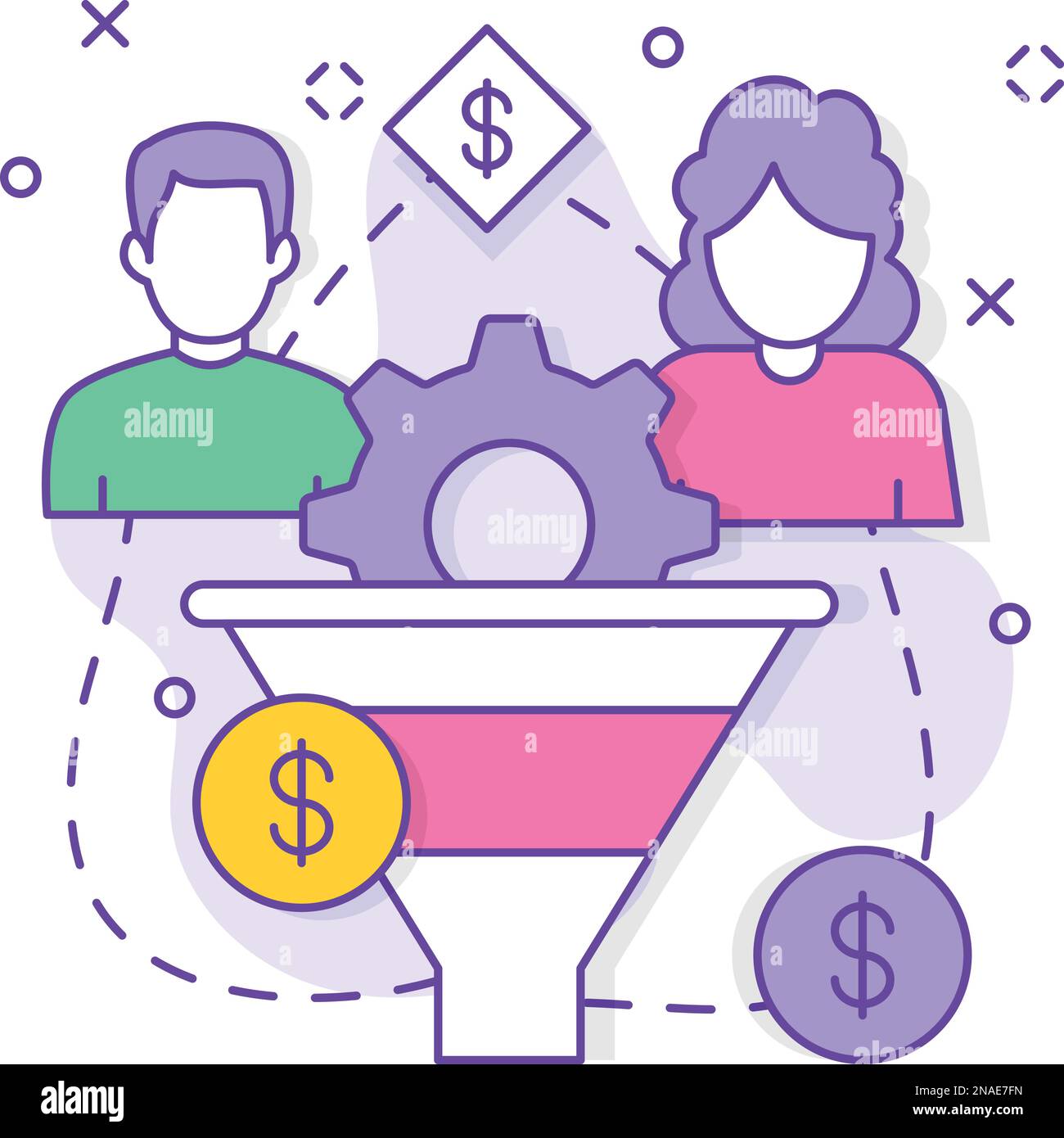 Campagne outbound Vector design, business corporate partnership congiunte Gestione vendite e marketing concetto di processo di generazione di lead Illustrazione Vettoriale Campagne outbound Vector design, business corporate partnership congiunte Gestione vendite e marketing concetto di processo di generazione di lead Illustrazione Vettoriale