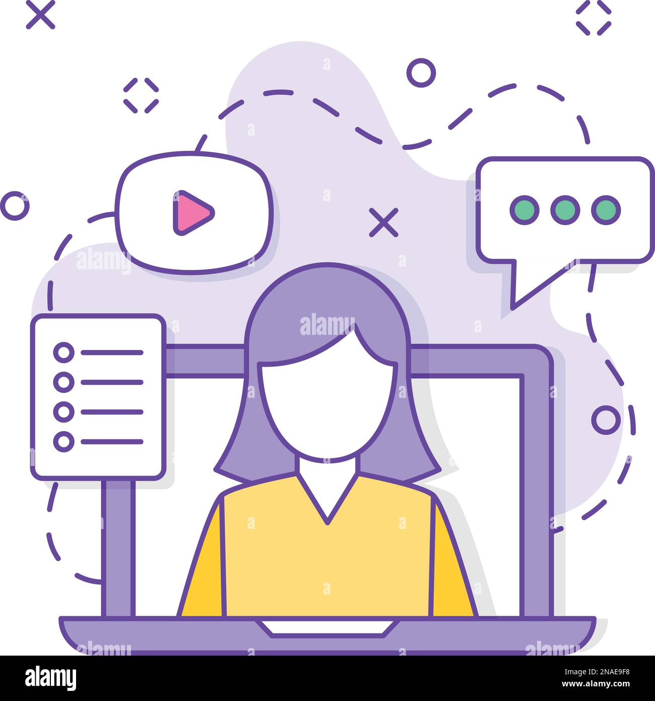 Lady Boss Vector design, business Corporation Partnership congiunte Gestione vendite e marketing concetto di telelavoratore Illustrazione Vettoriale